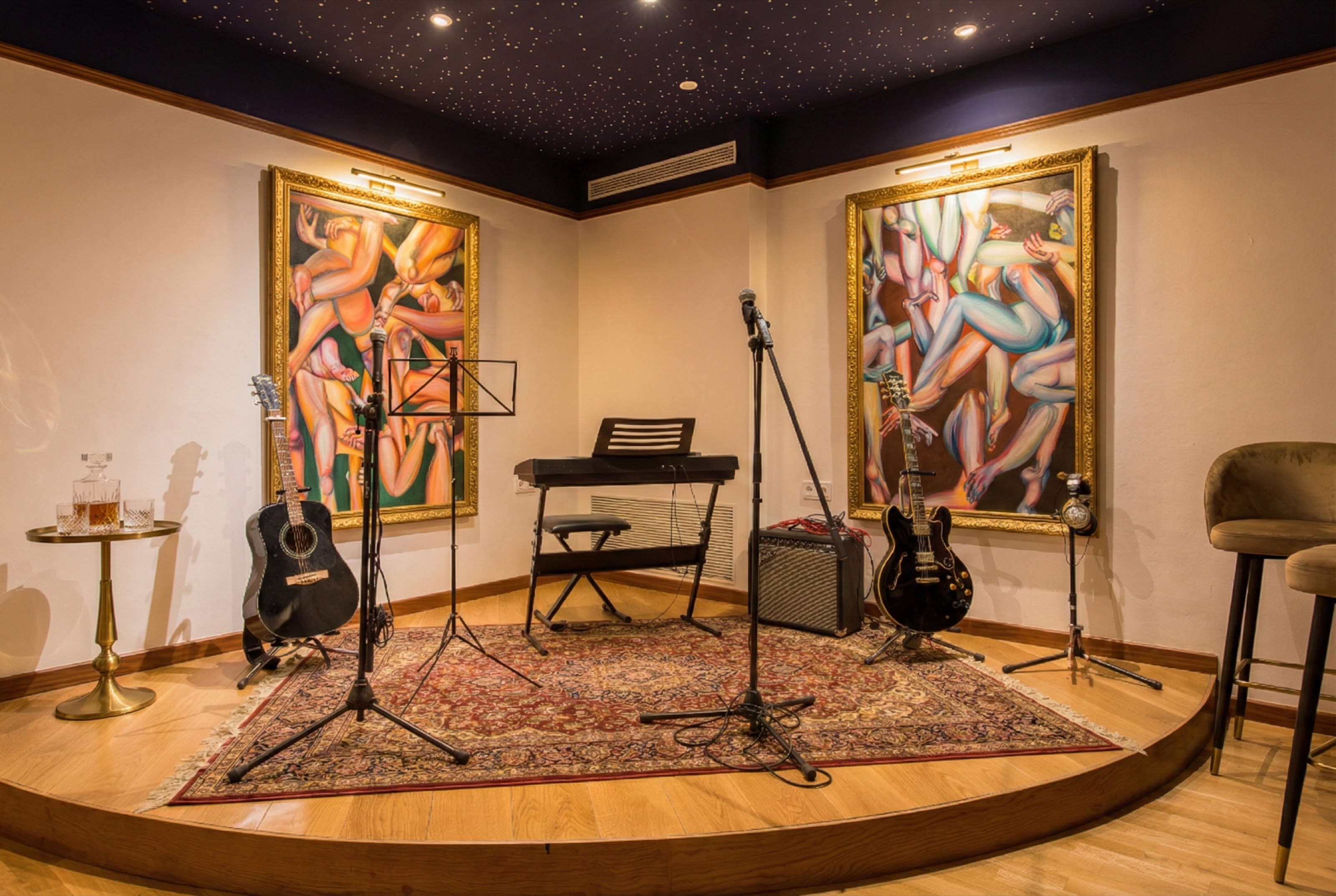 The nightclub stage carved into bedrock