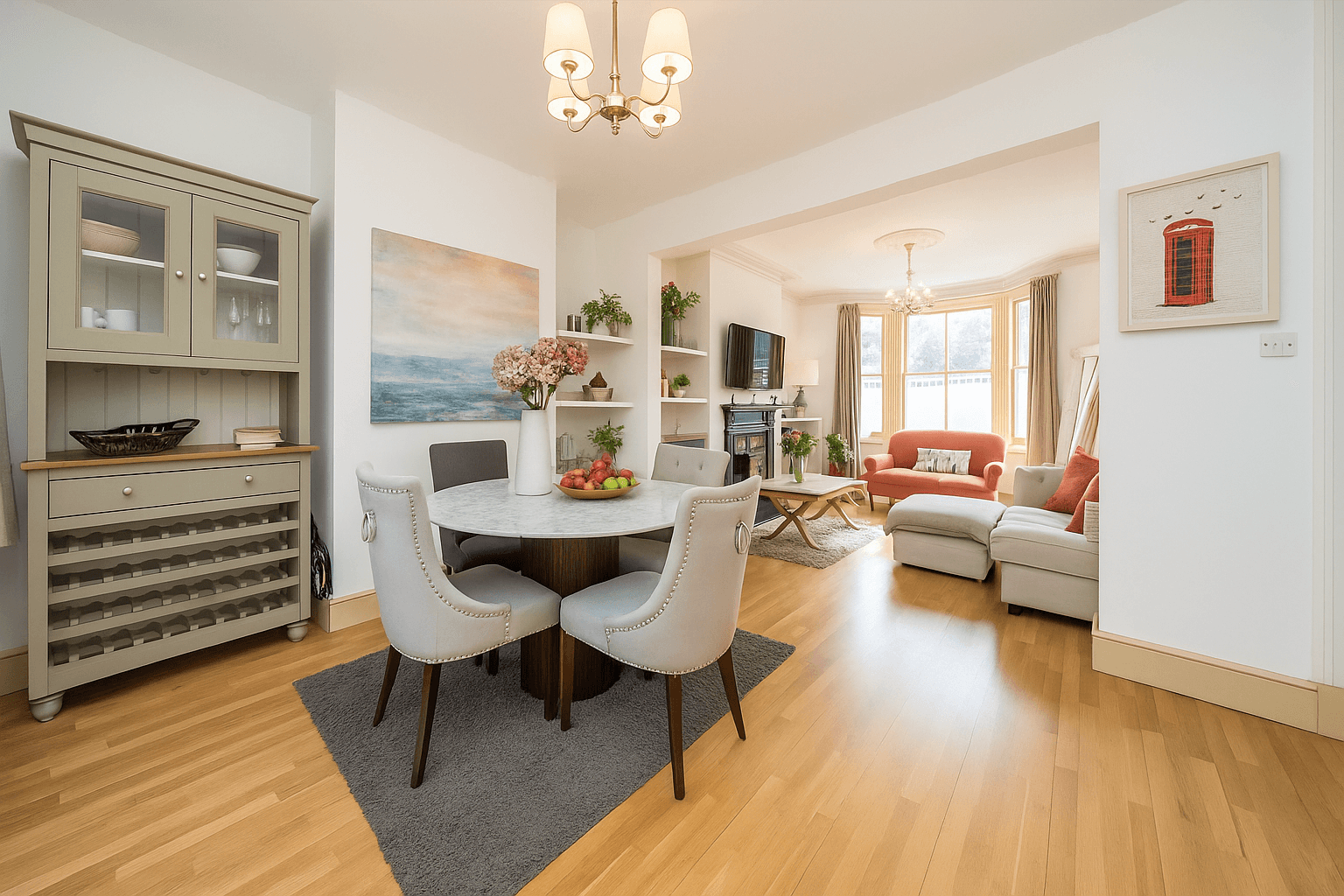 Open-plan kitchen and dining